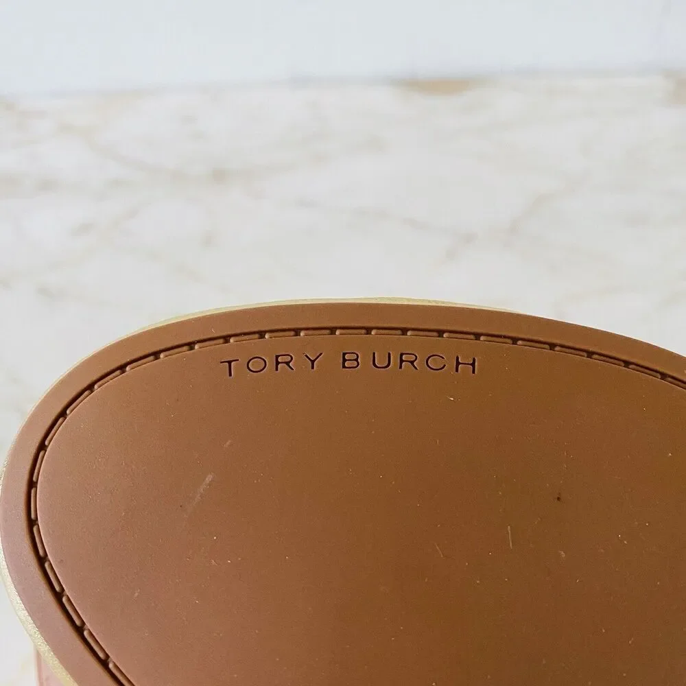 TORY BURCH Solid Metallic Gold Leather Bendable Ballerina Flats - US 6.5 - Picture 7 of 8